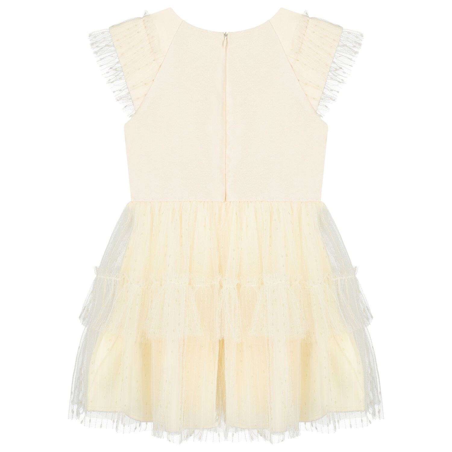 Girls Ivory Logo Tulle Dress, 1, hi-res image number null