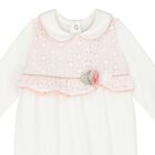 Baby Girls White & Pink Broderie Anglaise Babygrow, 1, hi-res
