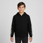 Black Logo Hooded Zip Up Top, 1, hi-res