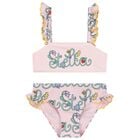 Girls Pink Logo Flower Bikini, 1, hi-res