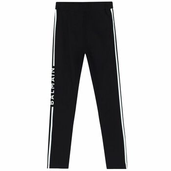 Girls Black Logo Leggings