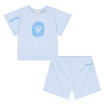 Blue Medusa Logo Baby Shorts Set