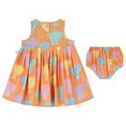 Younger Girls Orange Shell Pleated Dress Set, 1, hi-res