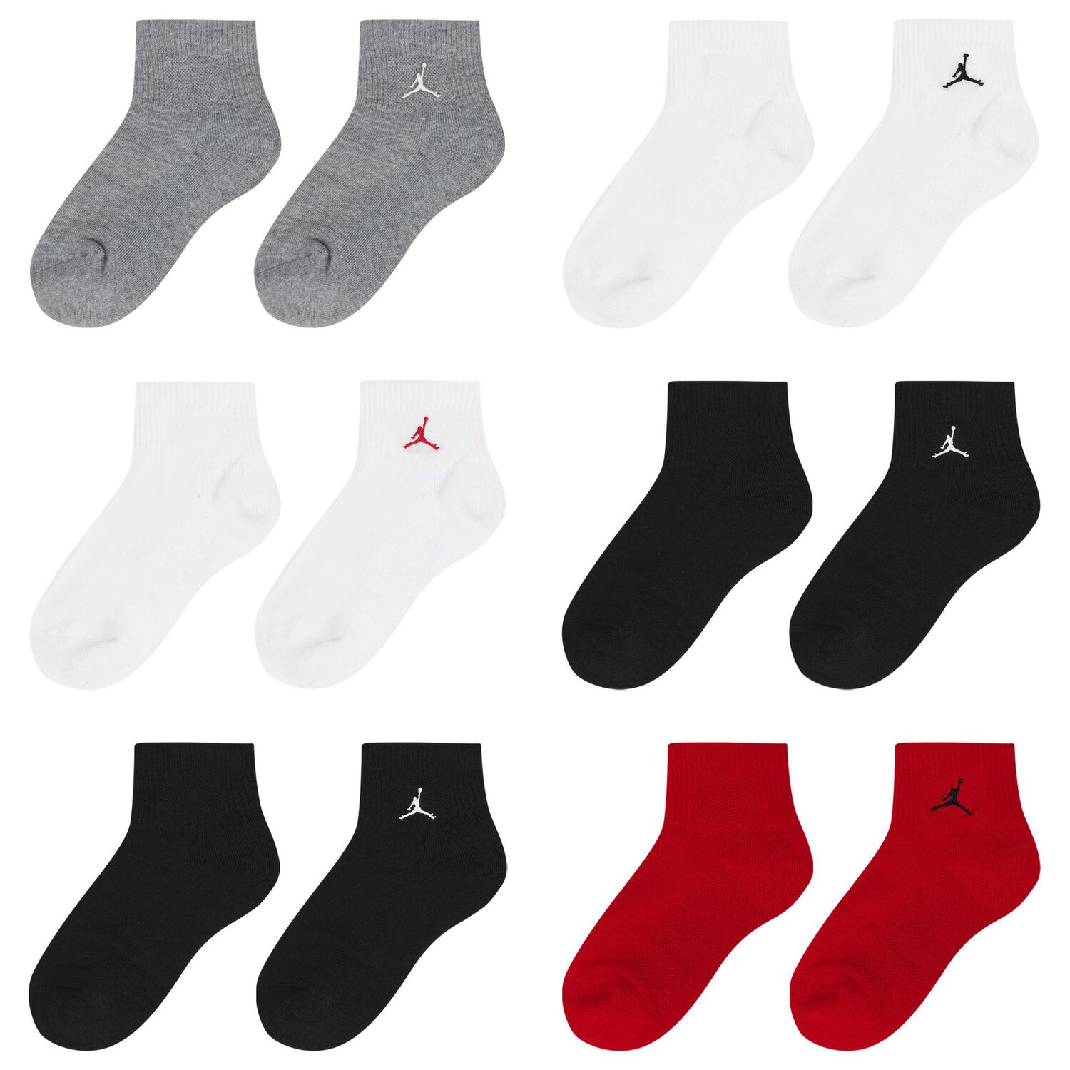 Red, White & Black Jordan Logo Socks ( 6-Pack ), 1, hi-res