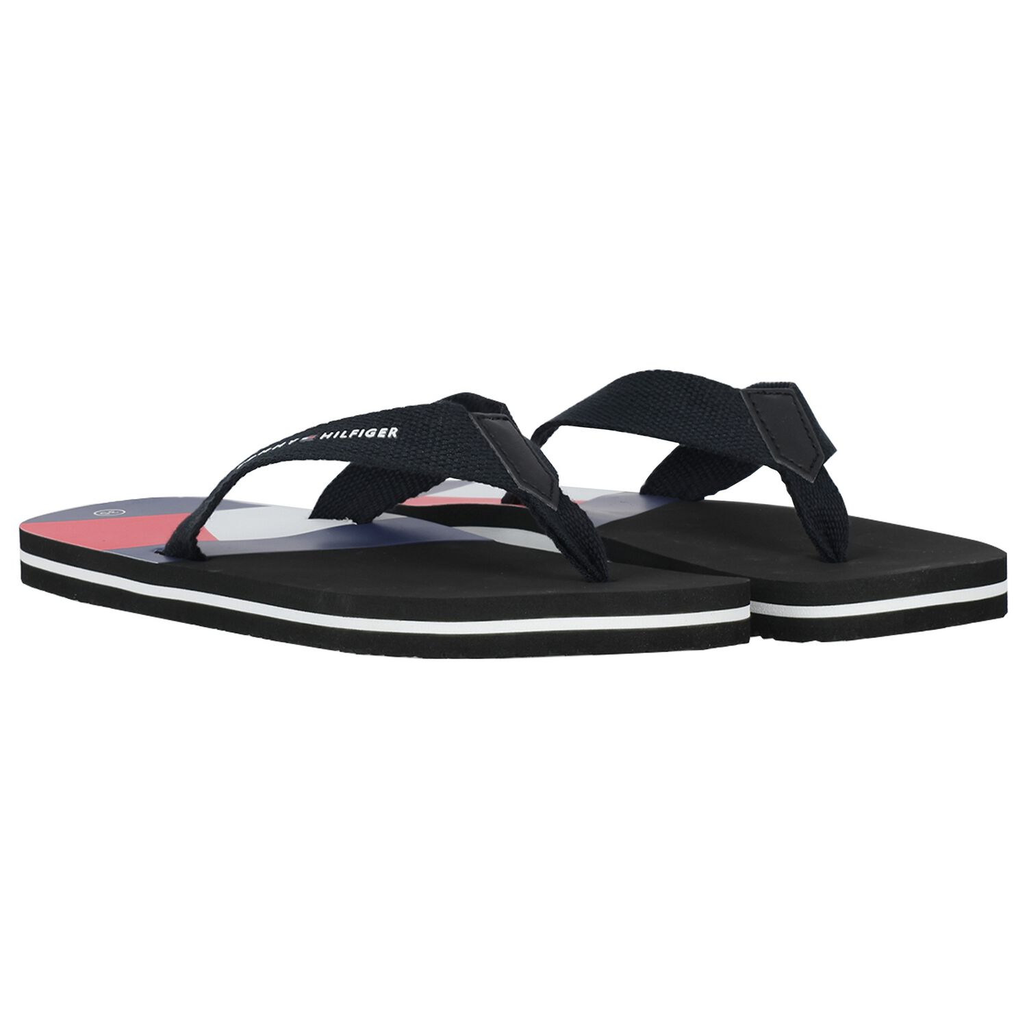 Boys Black Logo Flip Flops, 1, hi-res