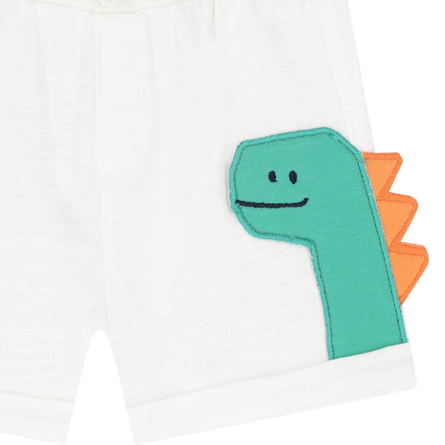 Baby Boys White Dinosaur Shorts, 2, hi-res