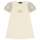 Girls Ivory & Gold Bag Dress, 1, hi-res