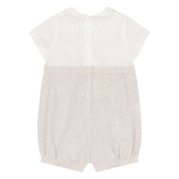 Baby Boys White & Beige Romper