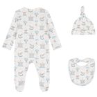 Baby Boys Blue & White Carousel & Hot Air Balloon Babygrow Set, 1, hi-res