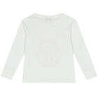 Boys White Logo Long Sleeve Top, 1, hi-res