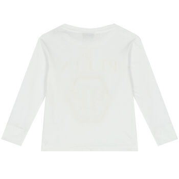 Boys White Logo Long Sleeve Top