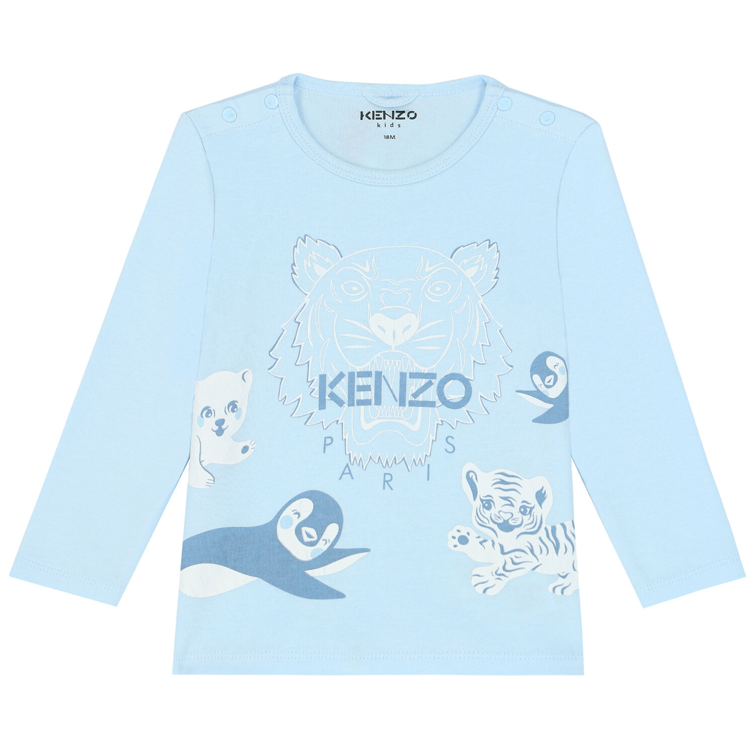 Baby Boys Blue Logo Long Sleeve Top, 1, hi-res