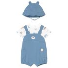 Baby Boys White & Blue Romper Set, 2, hi-res