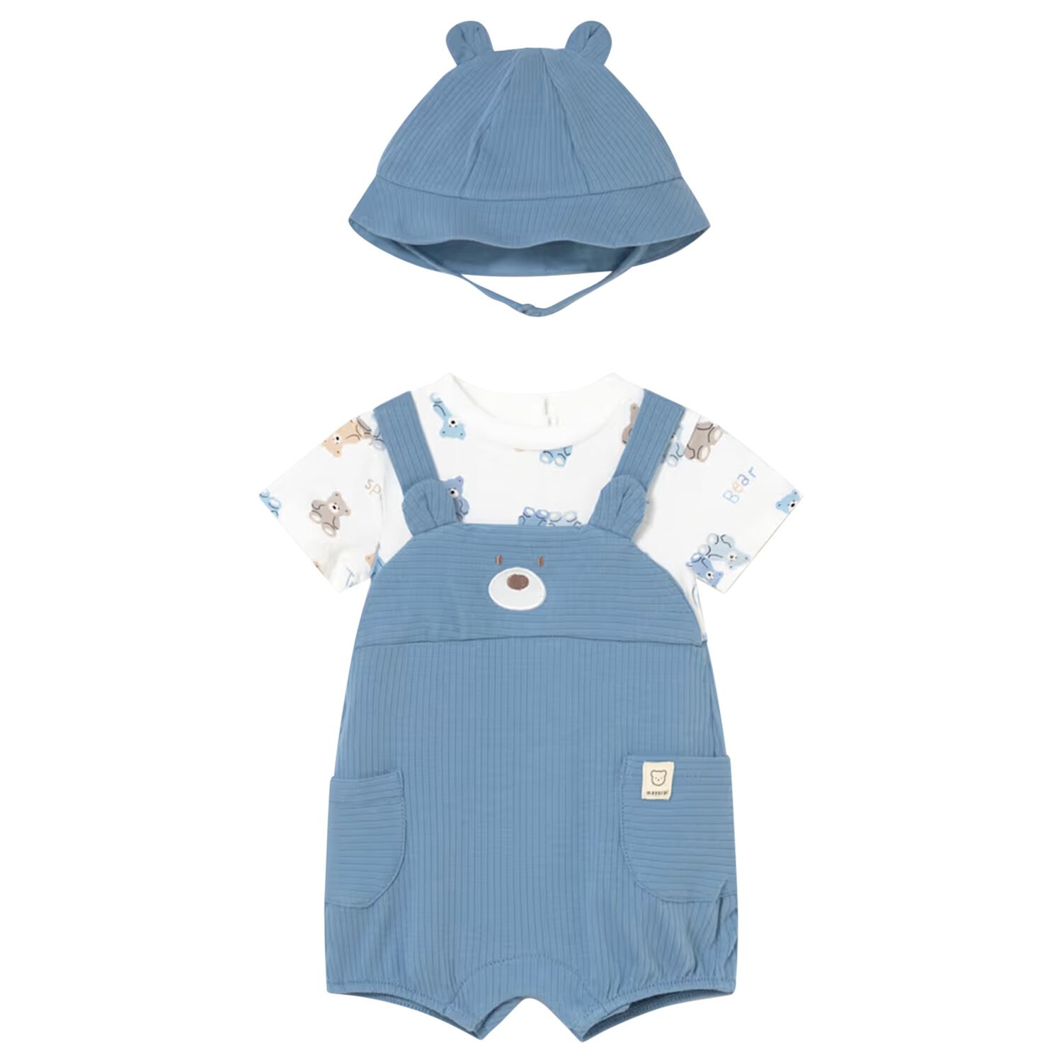 Baby Boys White & Blue Romper Set, 2, hi-res