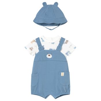 Baby Boys White & Blue Romper Set