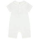 White Teddy Bear Logo Baby Romper, 1, hi-res