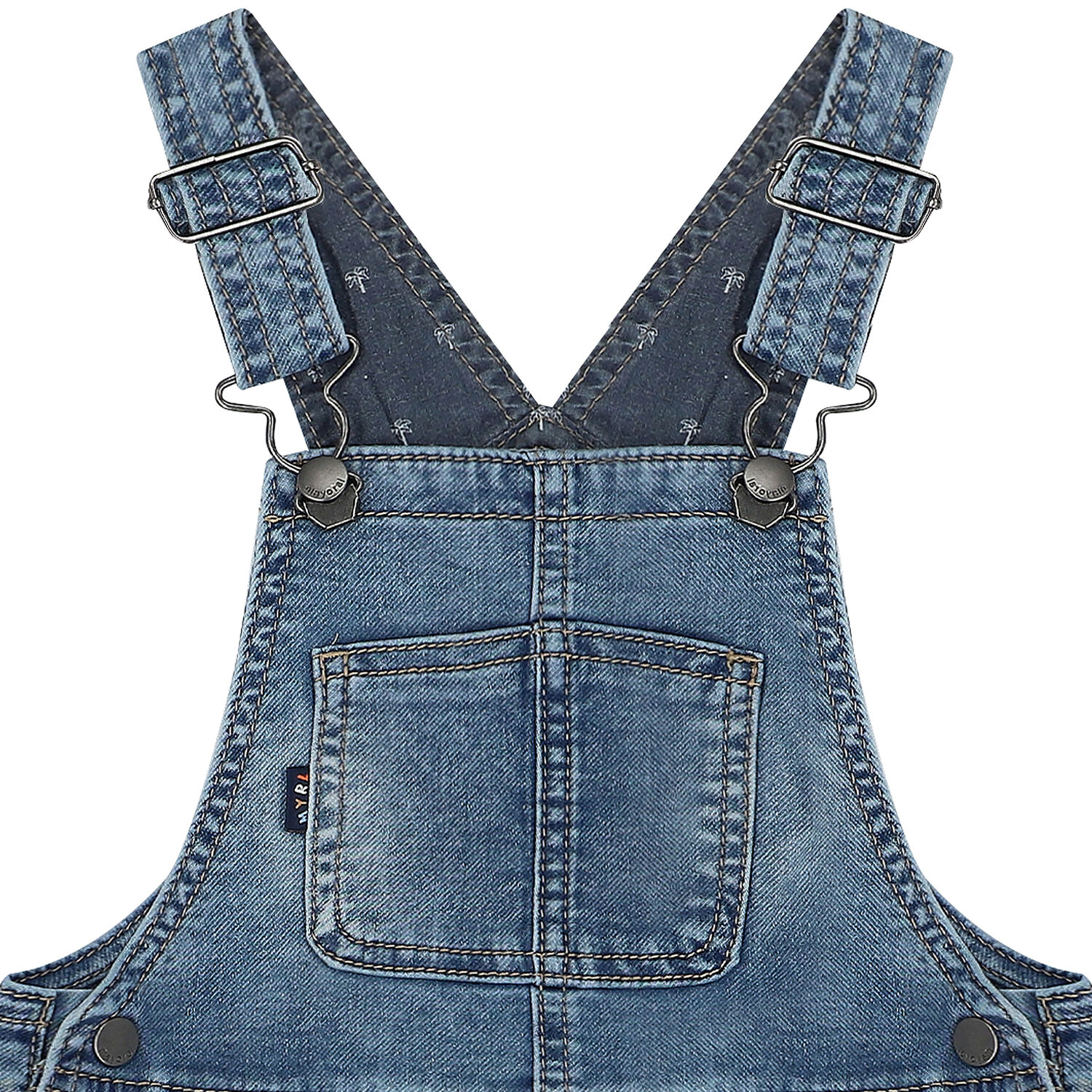 Younger Boys Blue Denim Dungaree, 1, hi-res