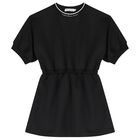 Girls Black Logo Dress, 1, hi-res