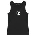Girls Black Logo Mesh tWVest Top, 1, hi-res