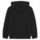 Boys Black Printed Hooded Top, 1, hi-res