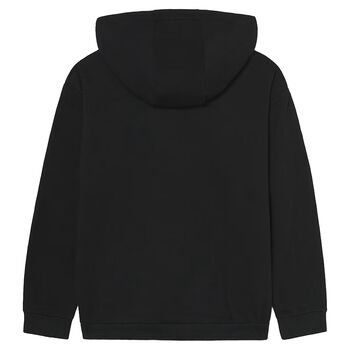Boys Black Printed Hooded Top