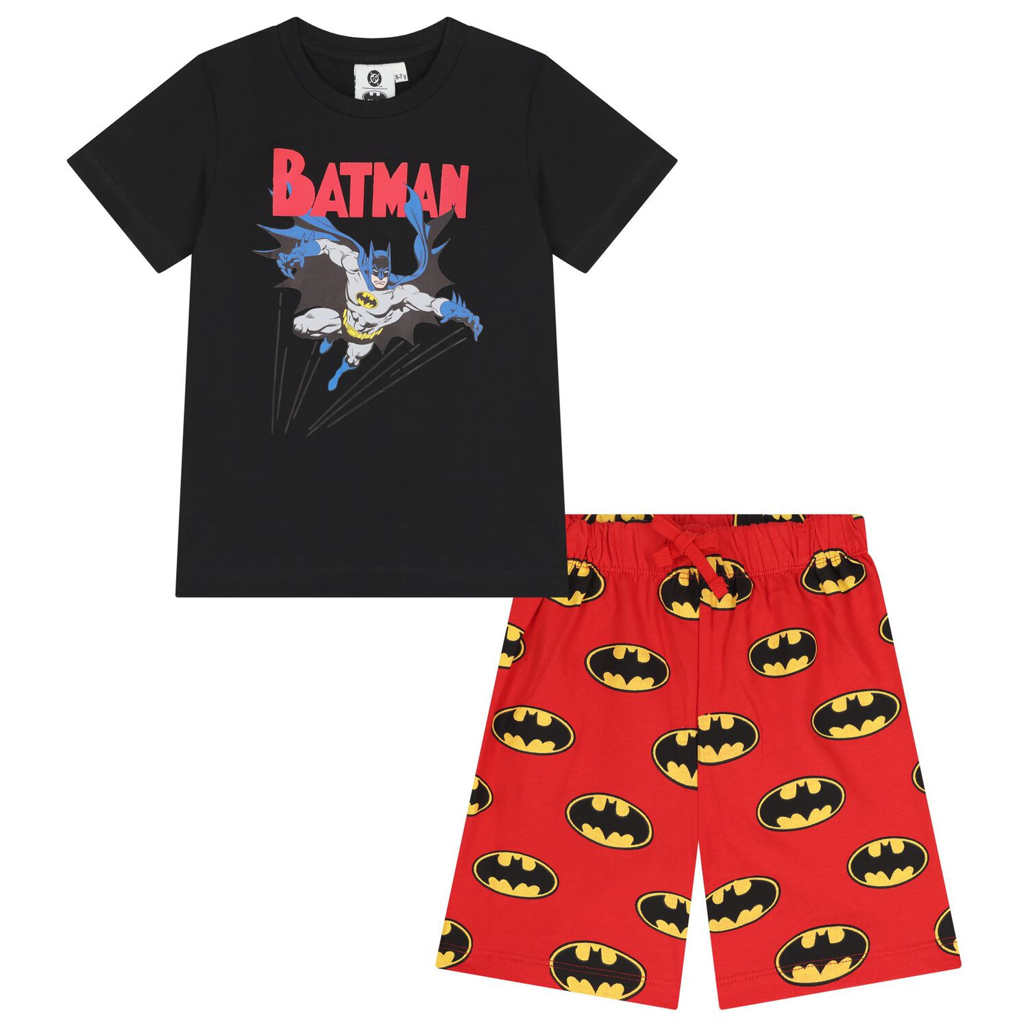 Boys Black & Red Batman Shorts Set, 1, hi-res