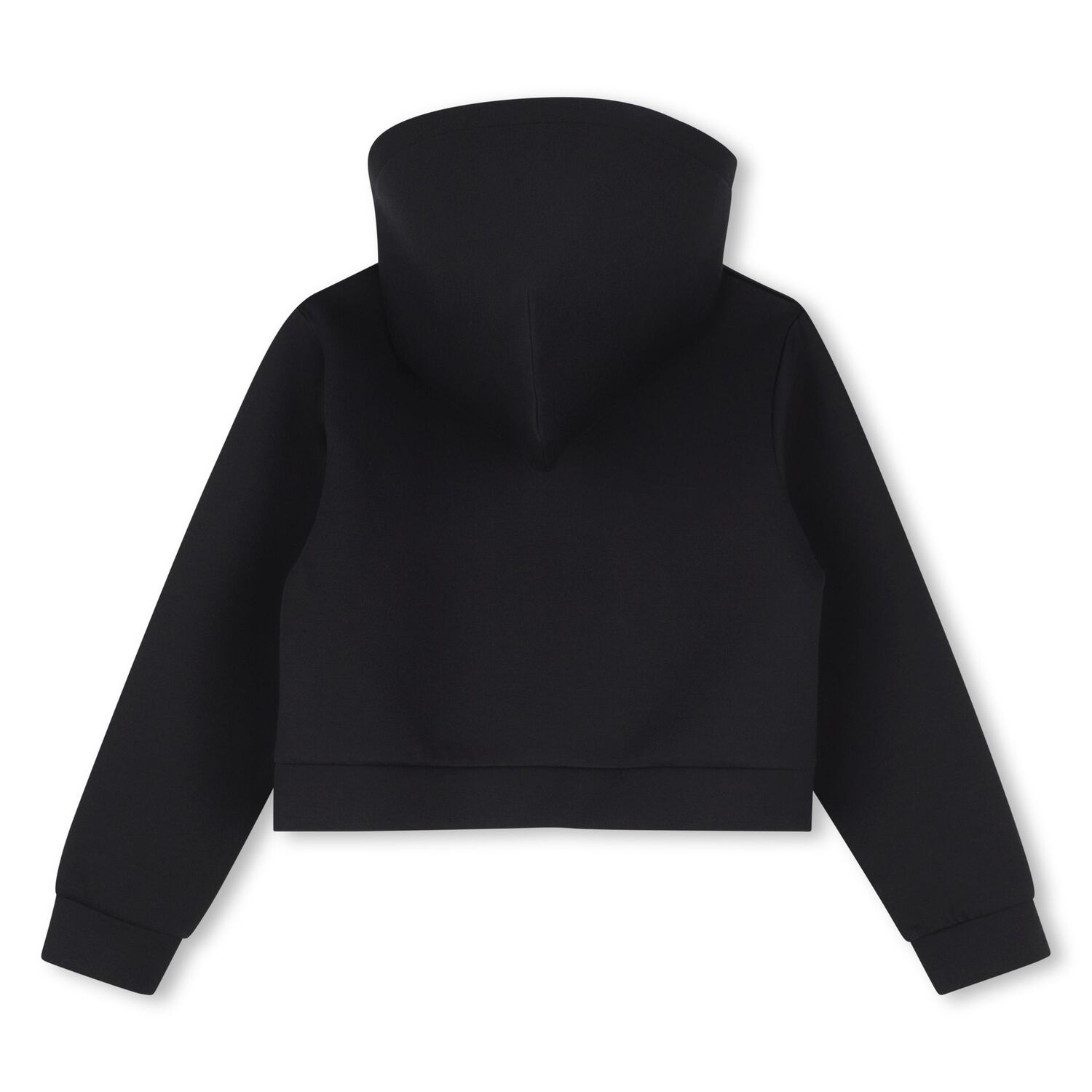 Girls Black Logo Hooded Zip Up Top, 1, hi-res