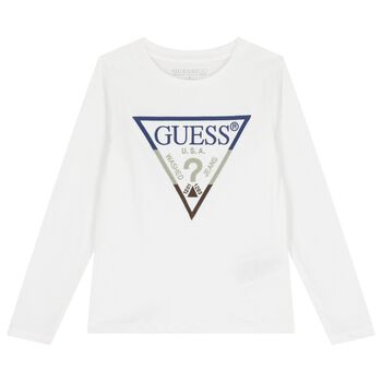 Guess Boys White Logo Long Sleeve Top, 1 Boys White Logo Long Sleeve Top
