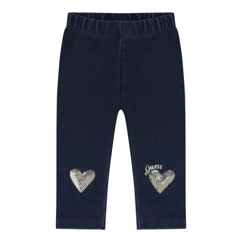 Baby Girls Pink & Navy Blue Heart Leggings Set