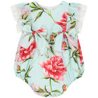 Baby Girls Aqua & Pink Floral Shortie, 1, hi-res