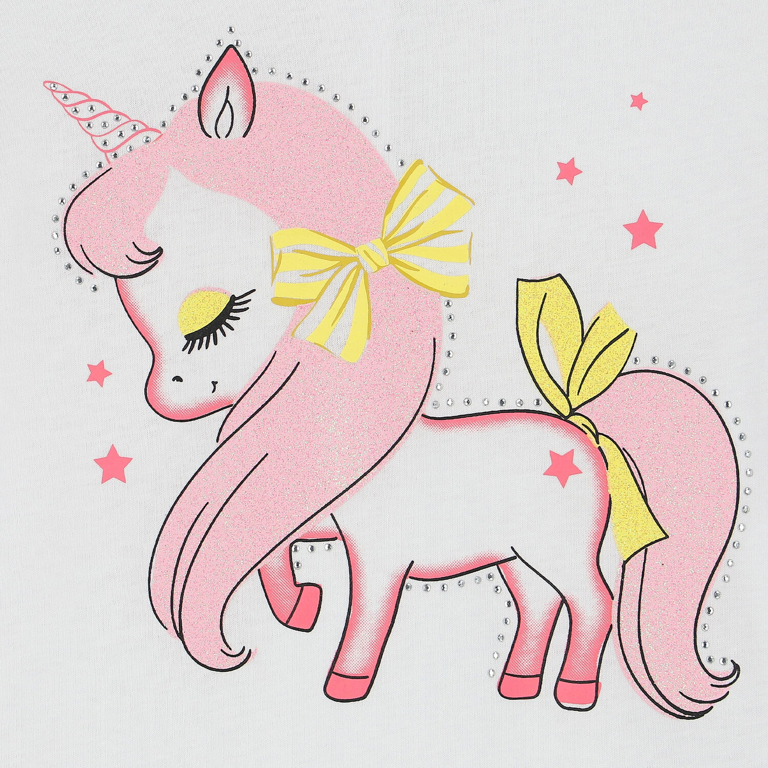 Girls White Unicorn T-Shirt, 1, hi-res