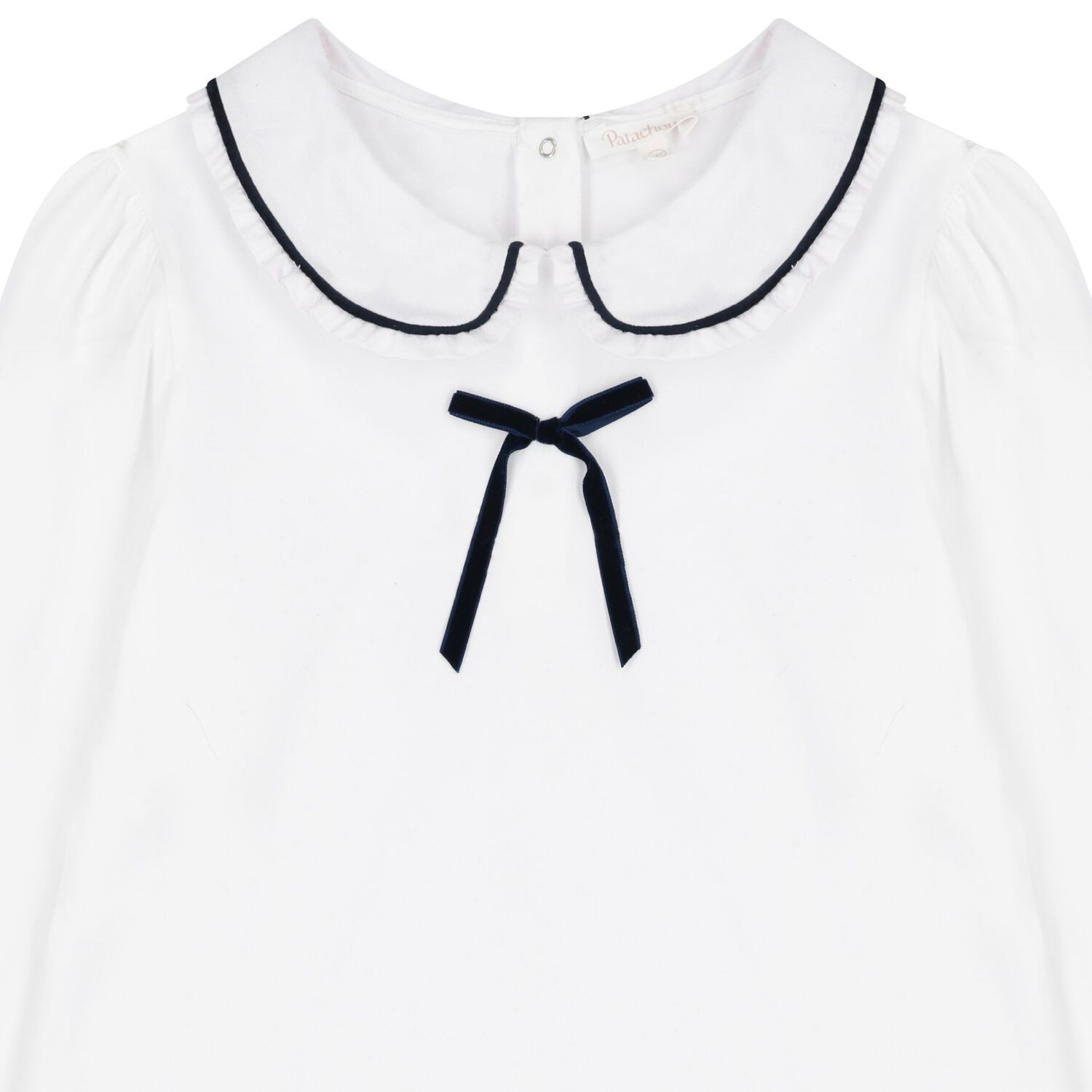 Girls White Bow Long Sleeve Top, 1, hi-res