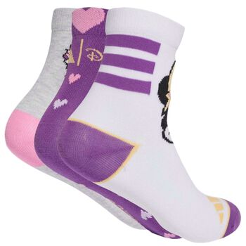Girls Purple, Grey & White Disney Logo Socks ( 3-Pack )