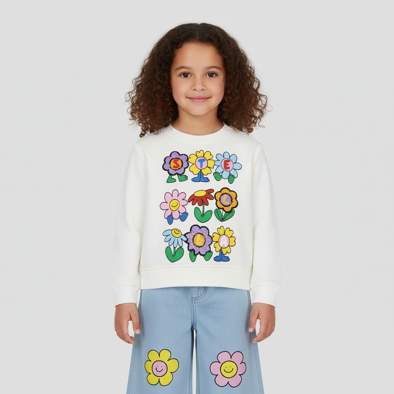 Younger Girls Blue Denim Trousers, 1, hi-res