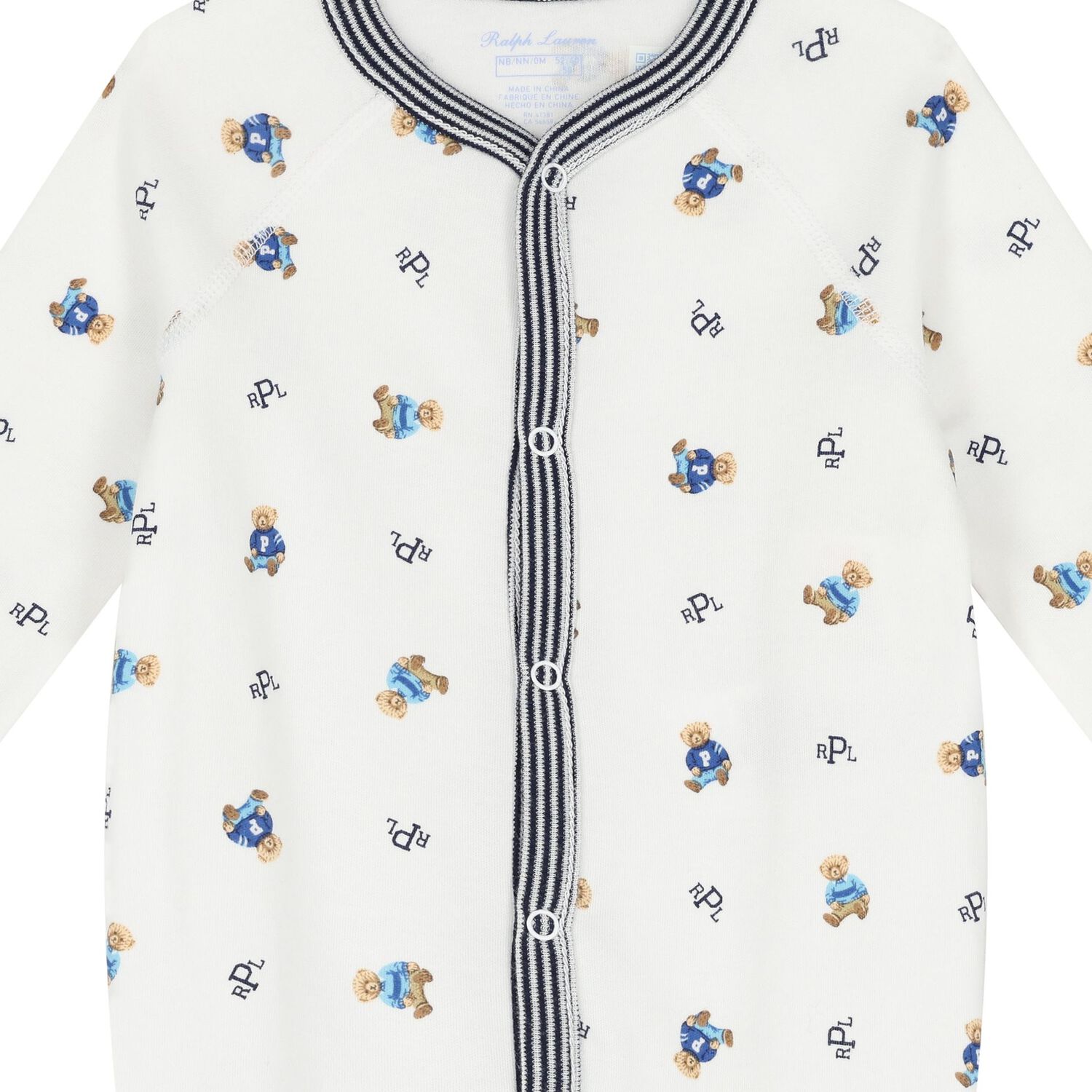 Baby Boys White Polo Bear Babygrow, 1, hi-res