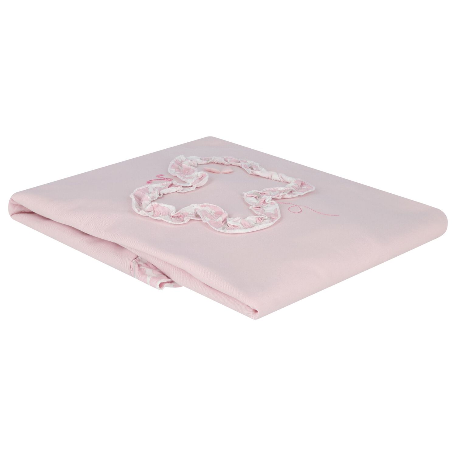 Baby Girls Pink Butterfly Ruffled Blanket, 1, hi-res