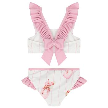 Girls White & Pink Milk Shake Bikini