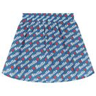 Girls Blue Logo Cotton Skirt, 1, hi-res