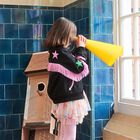 Girls Pink Star Print Dress, 1, hi-res