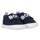 Baby Boys Navy Blue Logo Pre Walker Shoes, 1, hi-res