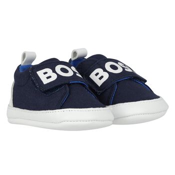 Baby Boys Navy Blue Logo Pre Walker Shoes