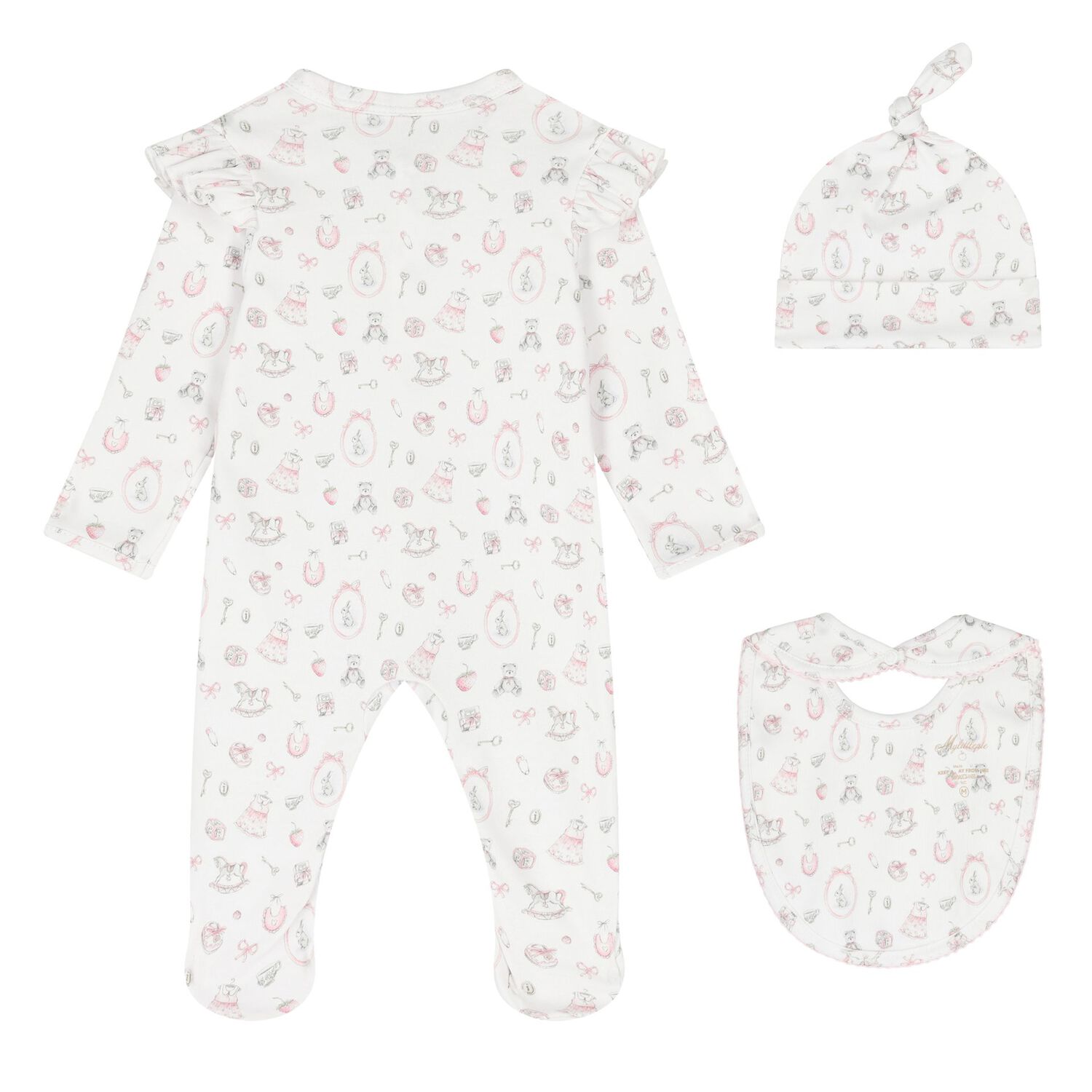 Baby Girls White Babygrow Gift Set (3 Piece), 1, hi-res image number null