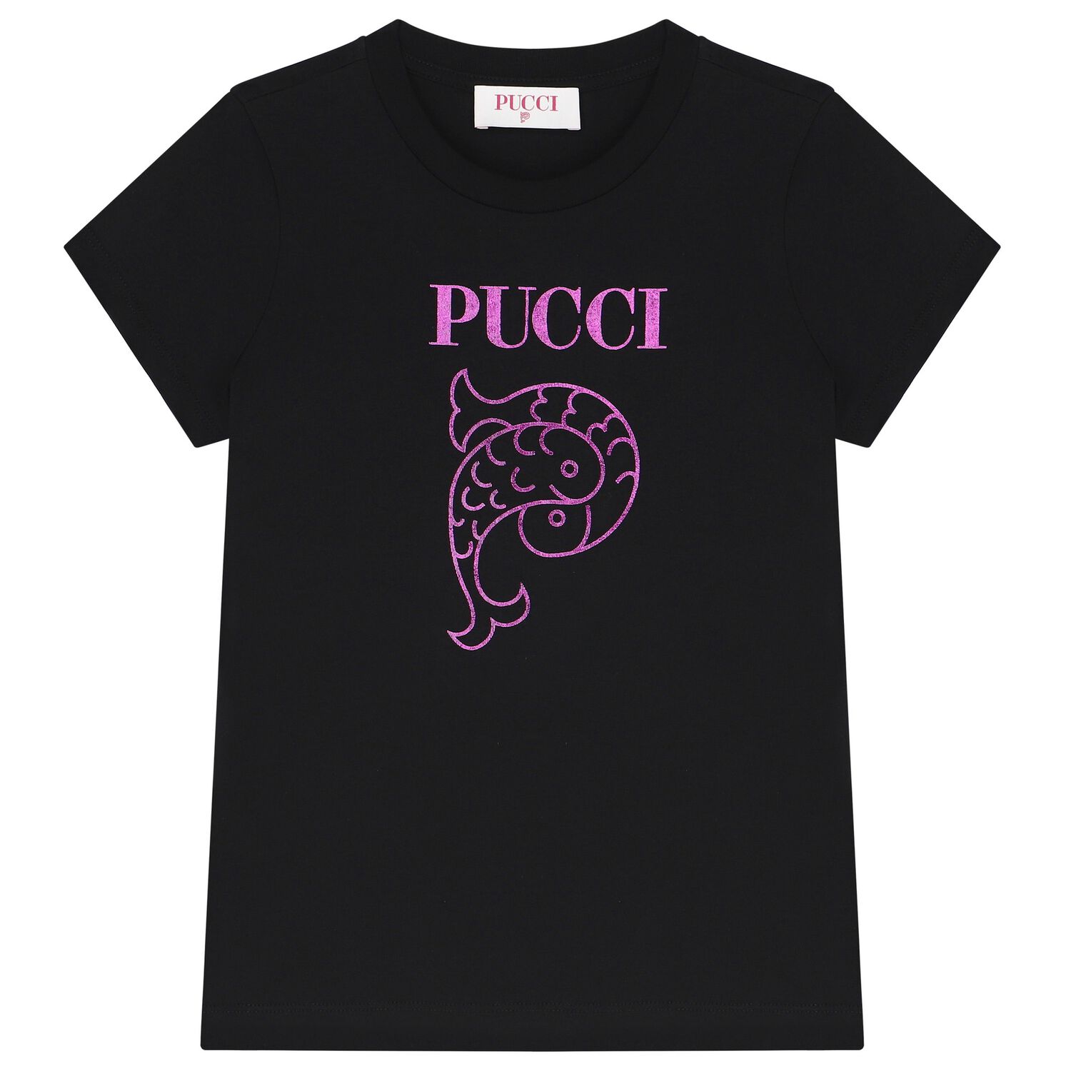 Girls Black Logo T-Shirt, 1, hi-res