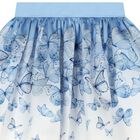 Girls White & Blue Butterfly Skirt Set, 1, hi-res