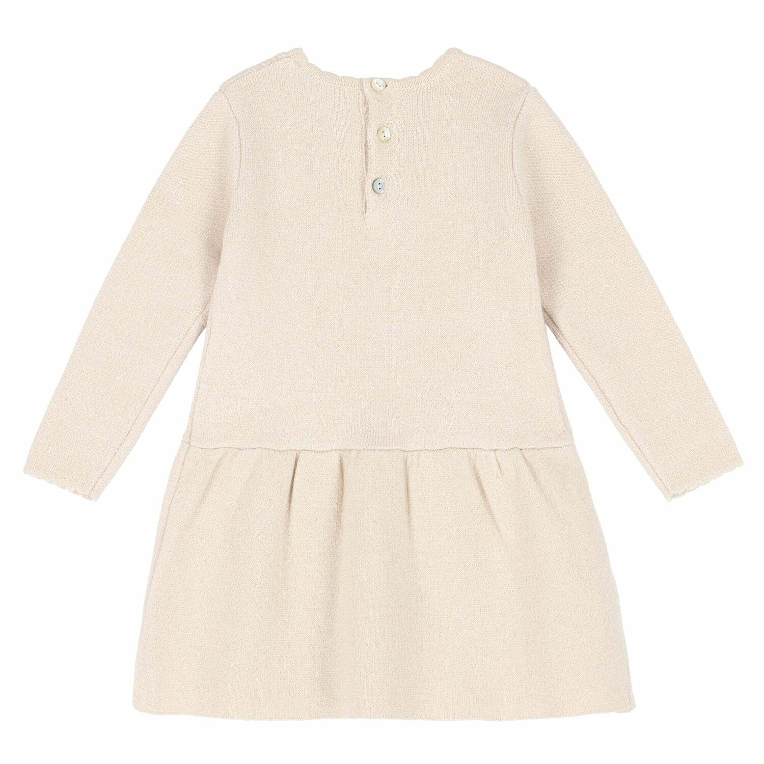 Younger Girls Beige Dress, 1, hi-res
