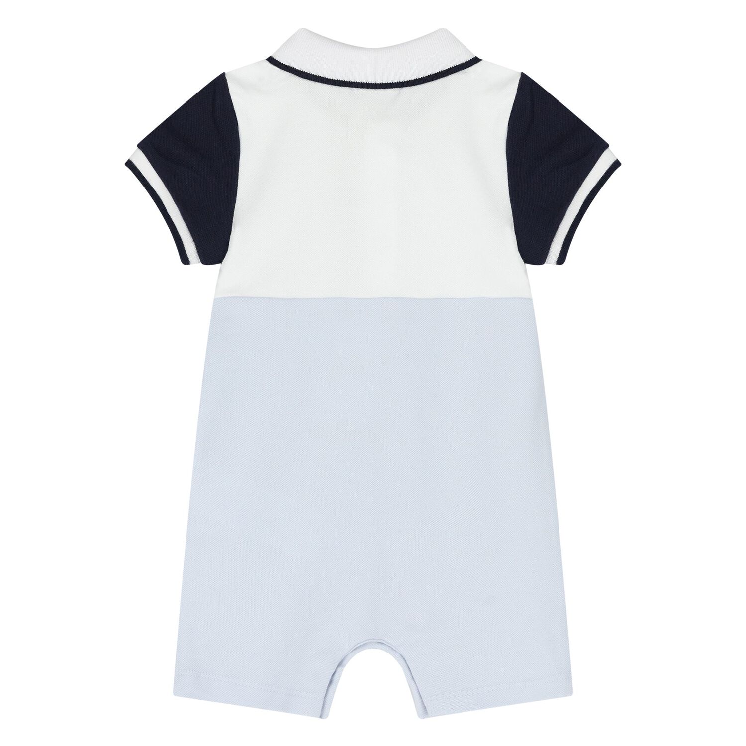 Baby Boys White & Blue Logo Romper, 1, hi-res