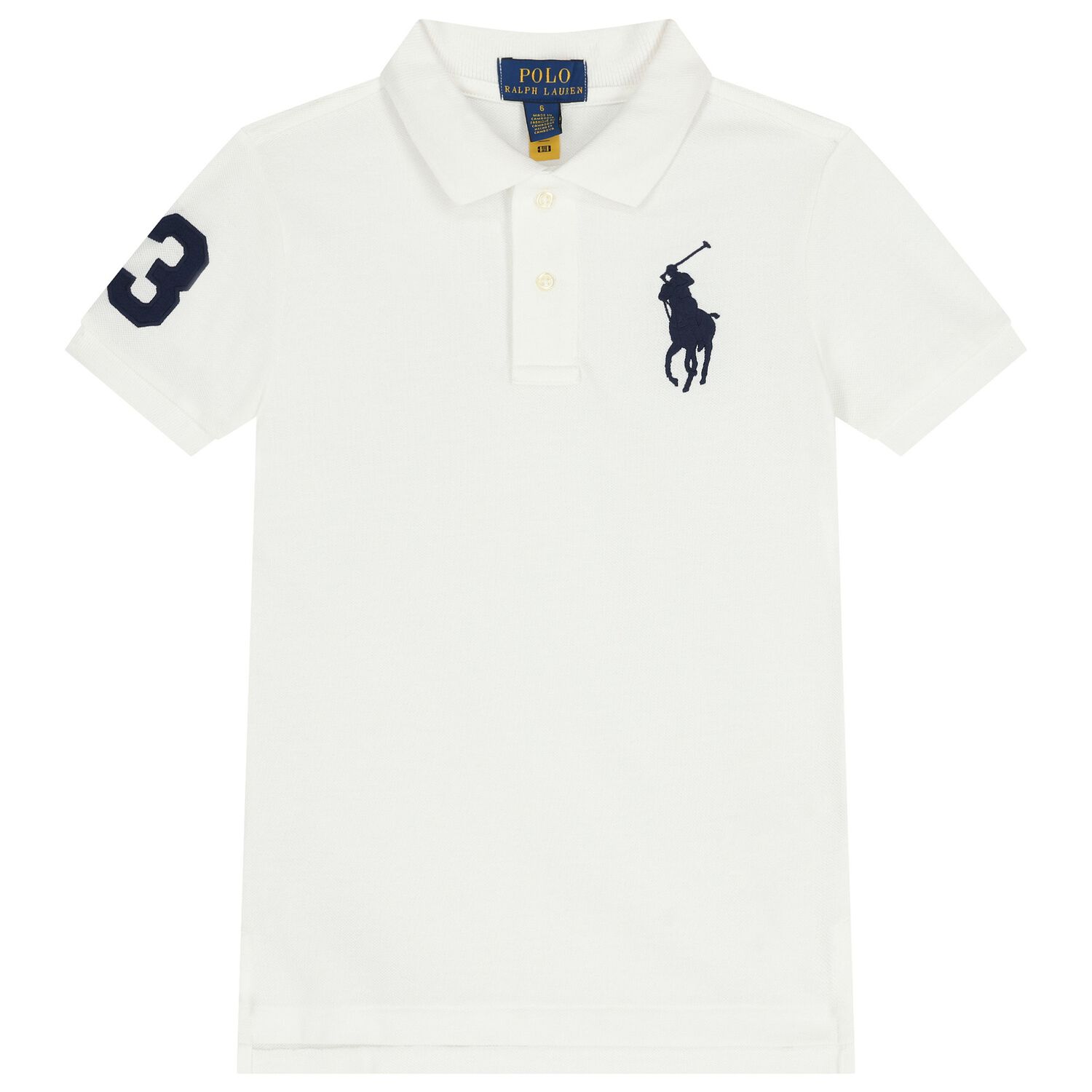 Boys White Logo Polo Shirt , 1, hi-res