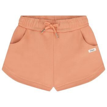 Girls Mini Me Orange Logo Shorts