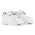 Boys White Logo Leather Trainers, 1, hi-res