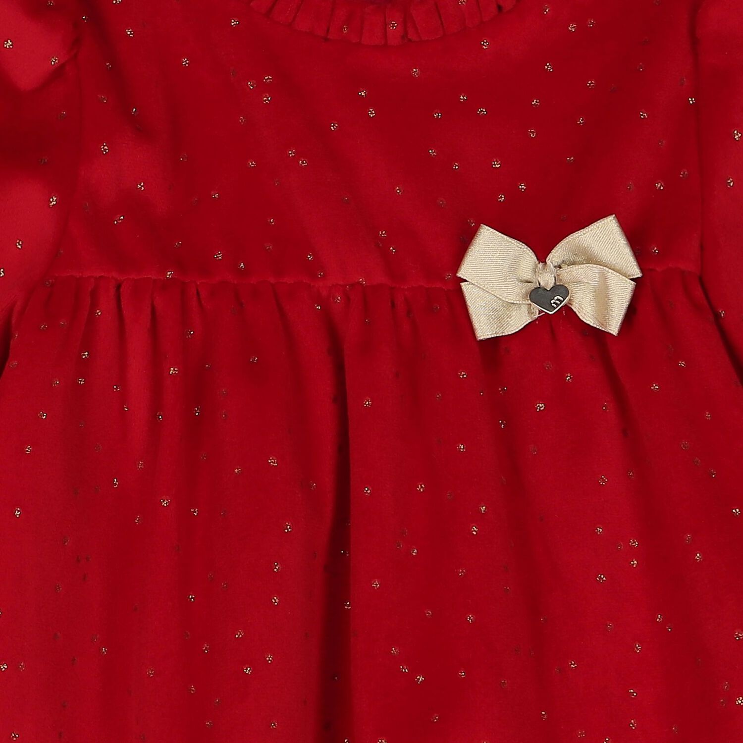 Younger Girls Red Velvet Dress, 1, hi-res